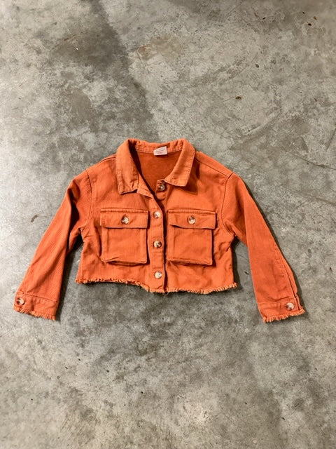 Vintage Corduroy Orange Crop Top Jacket 4T