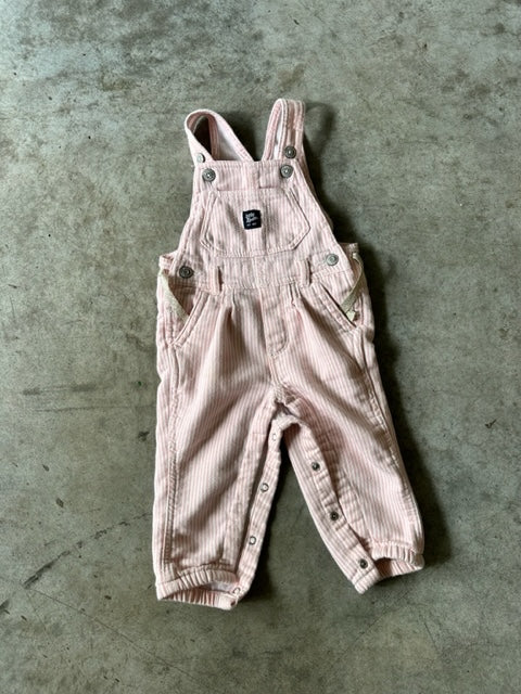 Vintage Baby B'Gosh Pink Stripped Overalls 12M