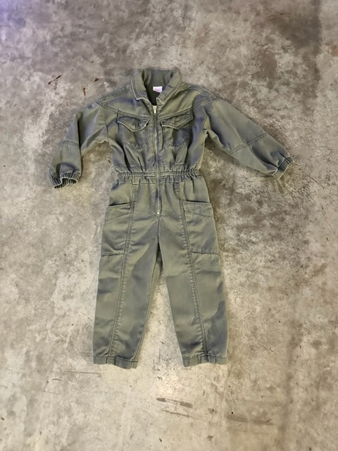 Vintage Corduroy Army Green Coveralls 3T